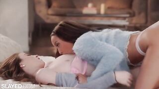 Skinny and hot girlfriends in sensual lesbian sex