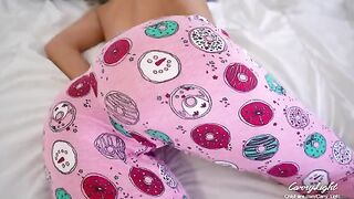 Step mom woke up to a stiff cock of her step son, he helped her to climax