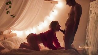 A couple enjoys a passionate, homemade session of love-making with a rough finish