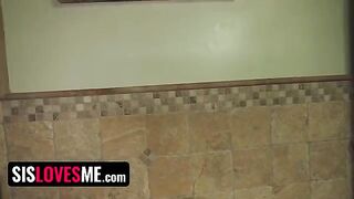 Pervert guy caught his step sister Natalie Porkman rubbing her pussy with a pillow