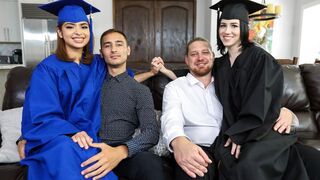 Dads seduced their step daughters Hazel and Remi for graduation
