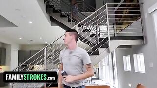 Two stepbrothers shared Sarah Bella's big boobs and pussy