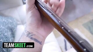Two step sisters Demi Sutra and Evelin Stone share BF’s cock