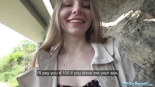 Long haired Ukrainian babe talked into sex with stranger outdoors
