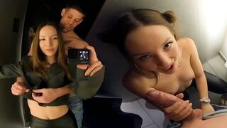 Perilous sex in the fitting room with a brunette