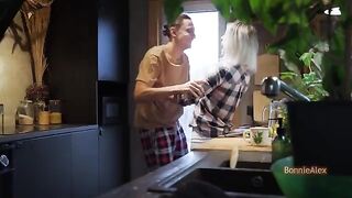 Couple spotted in the kitchen, getting intimate fast