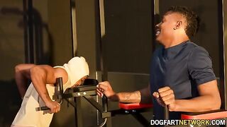 Kay Carter fucked by two black men at the gym