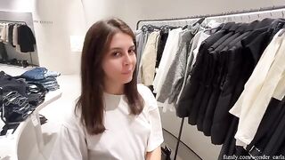 Girl was trying on clothes in the fitting room, feeling so horny she started to masturbate