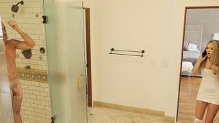 Stepdaughter Athena sneaks into stepdad’s shower, gets caught in a steamy scene
