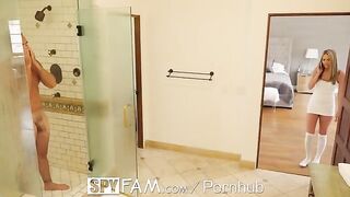 Stepdaughter Athena sneaks into stepdad’s shower, gets caught in a steamy scene