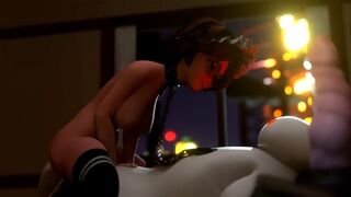 Aunt Cass gets fucked by Baymax’s big dick in an animated scene