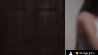 The stepsister fucked with a busty woman in the kitchen, a steamy swap