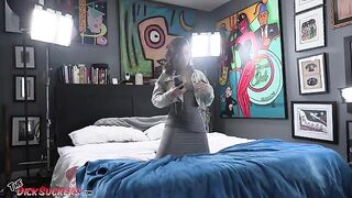 Sexy brunette Dharma Jones passionately sucking cock in POV, finishing with a huge cumshot