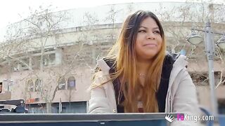 Amateur exhibitionist Yiyi Candy shows her boobs on the street before getting fucked hard