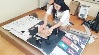 A man sent a gift to his stepsister wrapped in a box. The girl was delighted and asked her brother to play