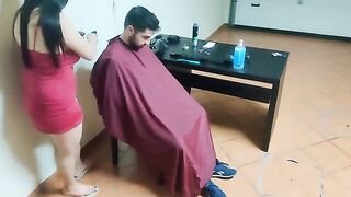 A girl got her pussy creampied by a friend's dad who cut her hair