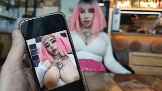 A waitress in the restaurant is fed up waiting for an order and a cock