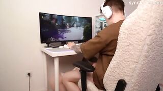 Decided to distract him with a blowjob and an anal surprise, doubling the pleasure
