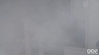 Firefighters fuck inked slut Monika Fox in an orgy scene