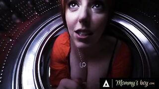A sexy stepmom, Lauren Phillips, gets stuck in the washing machine with her stepkids