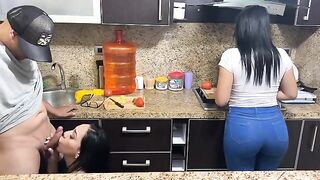 Appetizing young hijastras have to cook and give their stepfather something to eat
