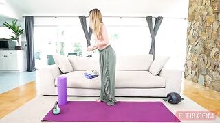 Yoga and sex with a flexible petite teen in 60fps