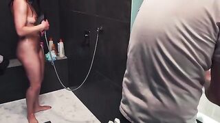 She ruined his orgasm while giving him a handjob in the shower