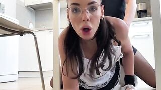 Check and mate for the horny cleaning lady in a steamy role-play
