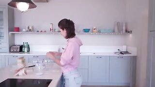 I'm cooking and I'm stripping at a friend's house today