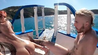 Public sex of a beautiful couple on the boat was observed by Voyeur