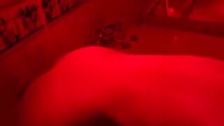 A blonde plays with sex toys in the bathroom and calls for a big dick