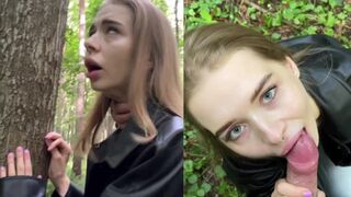 A hot chick is fucking in the forest, taking a big risk with Californiababe