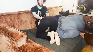 A couple has real, passionate sex under the blanket