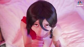 Mikasa Ackerman, the hottest girl from Attack on Titan, in an amazing cosplay scene