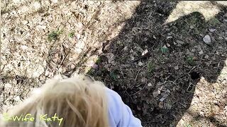 A girl came to the forest and got a lot of sperm on her ass