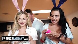 Bunnies Blake Blossom and Sandy Love get fucked hard while preparing for Easter
