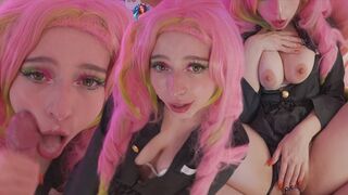 Cute girl Mitsuri Kanroji gets fucked hard and receives a big cumshot