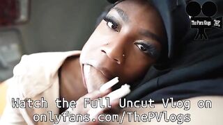 Ebony babe sucked me off in the car and got fucked hard