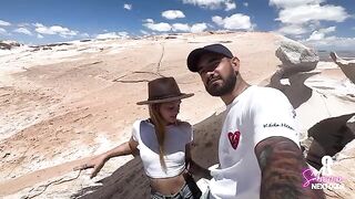 The couple has sex right after the girl sucks cock in public
