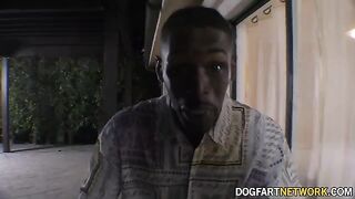 Kenzie Love, sexy brunette with pierced nipples, gets fucked by a huge black cock