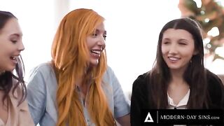 Lauren Phillips helps virgins Lily Larimar and Maya Woulfe in a threesome