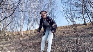 You can go camping with this whore in the woods