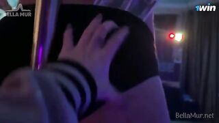 An orgy is taking place backstage at a Swinger Party. The girls are getting fucked