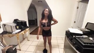 A stepdaughter fucks her father in anal when she wants to go out