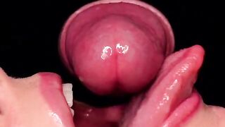 Close up blowjob with the best sloppy mouth and cum dumpster