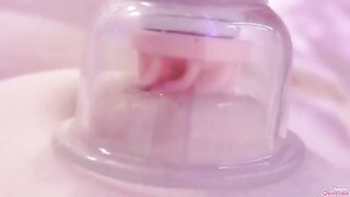 A girl plays with her nipples and pussy with a toy in a steamy solo session