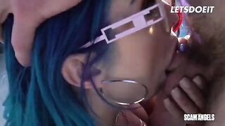 Two sexy babes shared a big cock in a steamy threesome