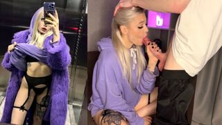 A chick met a guy in the elevator and got her pussy filled with cum