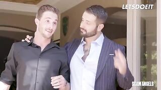 Two hot MILFs sharing a young football player’s huge cock