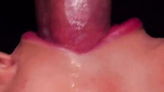 EXCLUSIVE BLOWJOB WITH CONDOM MILKING! The guy broke the condom and the girl got all the cum in her mouth. ASMR